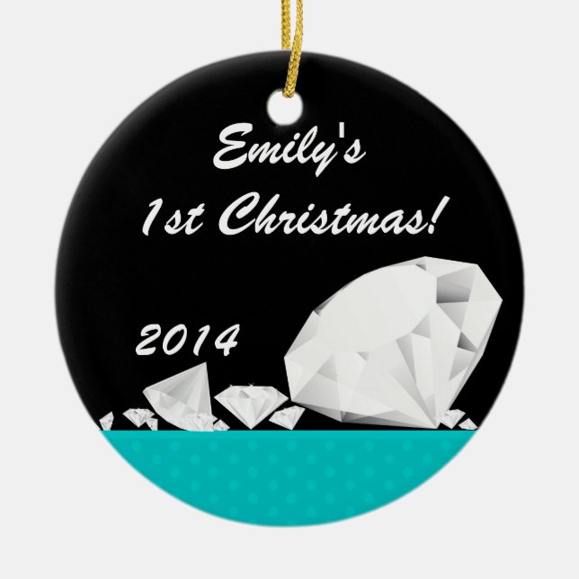 Diamond Glitz Glam Glam Personalized Name Ornament (Front)