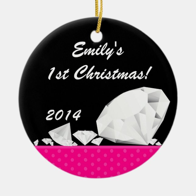 Diamond Glitz Glam Glam Personalized Name Ornament (Front)