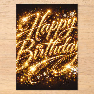 Diamond Glow Birthday — 3D GoldenFolded Invitation