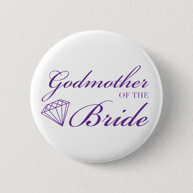 Diamond Godmother of Bride Purple 2 Inch Round Button (Front)