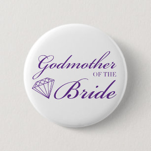 Diamond Godmother of Bride Purple 2 Inch Round Button