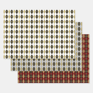 Diamond & Gold Grid Trio II Wrapping Paper Sheet