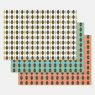 Diamond & Gold Grid Trio III Wrapping Paper Sheet