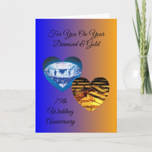 Diamond Gold Personalised 75th Wedding Anniversary Card (Front)