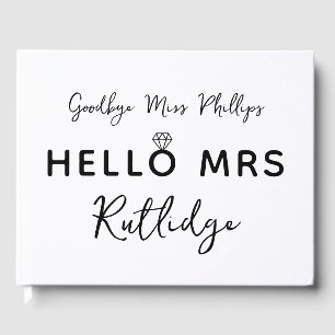 Diamond Goodbye Miss Hello Mrs Name Bridal Shower Guest Book