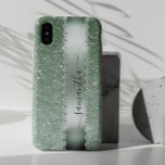 Diamond Green Faux Glitter Calligraphy Monogram  Samsung Galaxy Case<br><div class="desc">Any glitter or diamonds in design are photos and simulated. This design may be personalized in the area provided by changing the photo and/or text. Or it can be customized by clicking Personalize this Template and then choosing the click to customize further option and delete or change the colour of...</div>