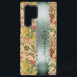 Diamond Green Paisley  Calligraphy Monogram Name Samsung Galaxy Case<br><div class="desc">Any glitter or diamonds in design are photos and simulated. This design may be personalized in the area provided by changing the photo and/or text. Or it can be customized by clicking Personalize this Template and then choosing the click to customize further option and delete or change the colour of...</div>