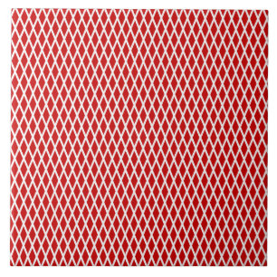 Diamond grid pattern, modern, simple, red, white tile