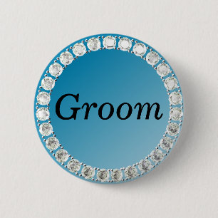 Diamond Groom 2 Inch Round Button