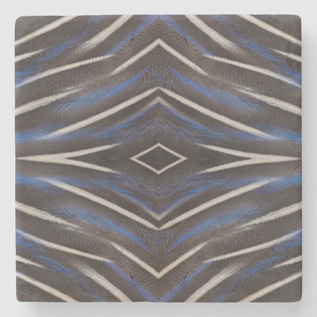 Diamond guinea fowl feather design stone coaster (Front)