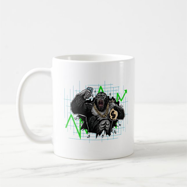 Diamond Handed Ape Stock Market Chart Coffee Mug (Left)