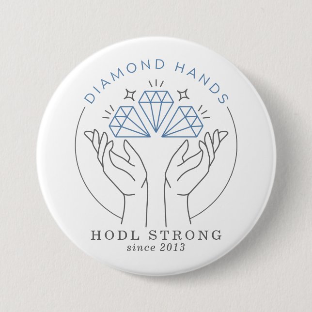 Diamond Hands Stock & Crypto Trader Funny 3 Inch Round Button (Front)