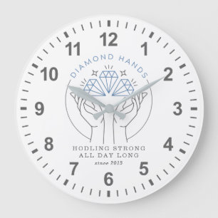 Diamond Hands Stock & Crypto Trader Funny Hodl Large Clock