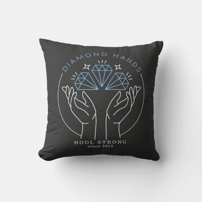 Diamond Hands Stock & Crypto Trader Funny Throw Pillow (Front)