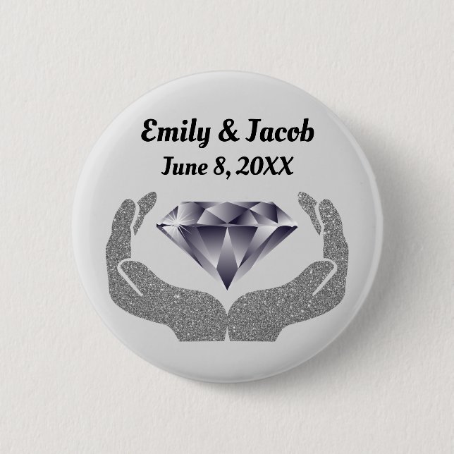Diamond Hands Wedding 2 Inch Round Button (Front)