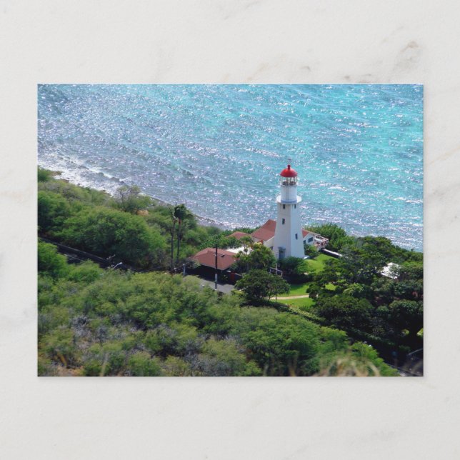 Diamond Head Lighthouse Aerial View Oahu Hawaii Postcard (Front)