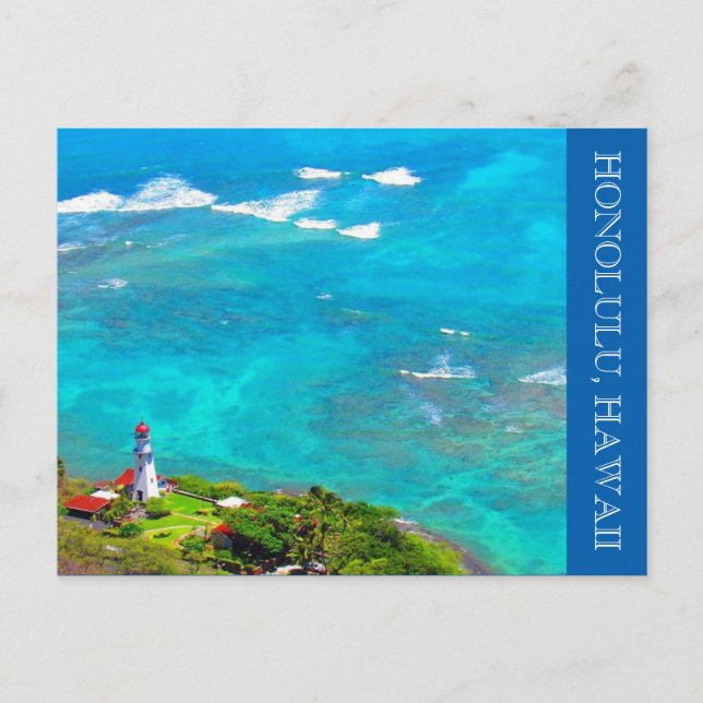 diamond head lighthouse blue postcard (Front)