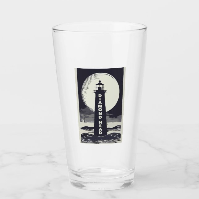 Diamond Head Lighthouse Hawaii Moon Glass (Front)