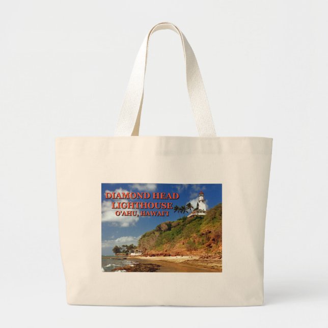 Diamond Head Lighthouse, O'ahu, Hawai'i Large Tote Bag (Front)