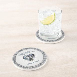 Diamond Heaert 60th Wedding Anniversary Coaster