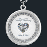 Diamond Heart 60th Wedding Anniversary Necklace<br><div class="desc">A Digitalbcon Images Design featuring a Silver,  Platinum and diamond colour theme with a variety of custom images,  shapes,  patterns,  styles and fonts in this one-of-a-kind Diamond Wedding Anniversary Necklace.  This makes a beautiful keepsake in honour of this momentus occacion.</div>