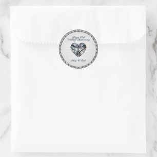 Diamond Heart 60th Wedding Anniversary Stickers
