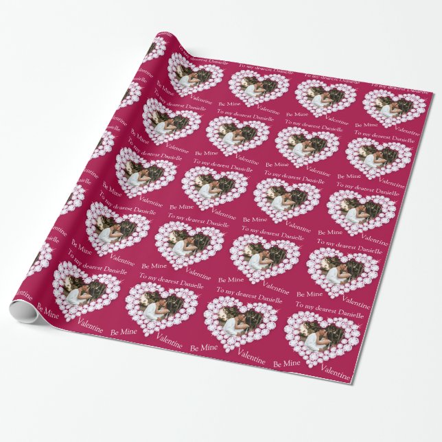 Diamond heart be mine valentine photo wrap wrapping paper (Unrolled)