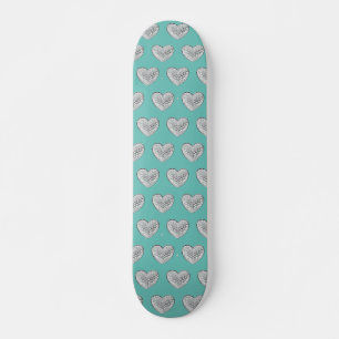 Diamond heart blue bg skateboard