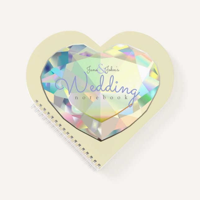 Diamond Heart Champagne Wedding Notes Notebook (Front)
