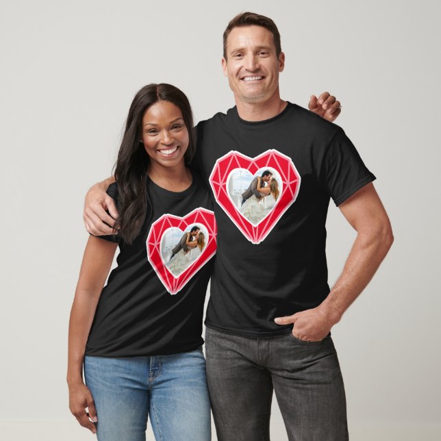 Diamond Heart Couple Photo Valentine's Day  T-Shirt (Unisex)