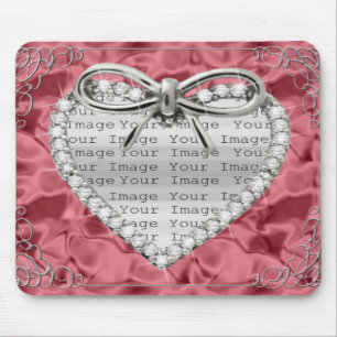 Diamond Heart Frame Red Mouse Pad