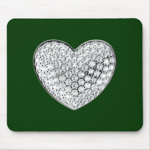 Diamond Heart - green bg Mouse Pad
