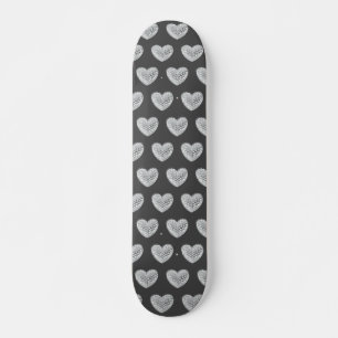Diamond heart grey bg skateboard