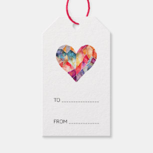 Diamond heart in many colours gift tags