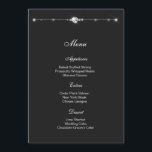 Diamond Heart Menu Card<br><div class="desc">Menu card is shown with a lovely diamond heart sparkle accent,  shown on the signature matte card paper in a black colour.
Script and standard text in a white colour. 
Customize the menu items and change the items to yours with this template.




Licensed Print</div>