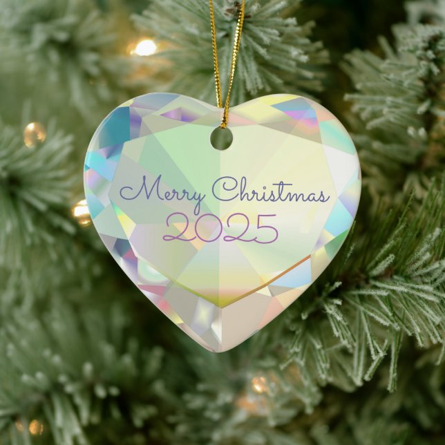 Diamond Heart - Ornement céramique personnalisable (Arbre)