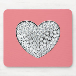 Diamond Heart - pink bg Mouse Pad