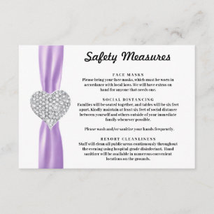 Diamond Heart Purple Ribbon Safety Measures Enclosure Card