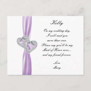 Diamond Heart Purple Wedding Maid Of Honour Card
