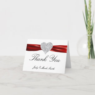 Diamond Heart Red Wedding Thank You Card
