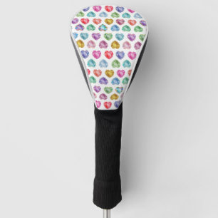 Diamond Heart Watercolor Pattern Cute Pastel Girly Golf Head Cover