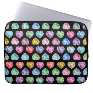Diamond Heart Watercolor Pattern Cute Pastel Girly Laptop Sleeve
