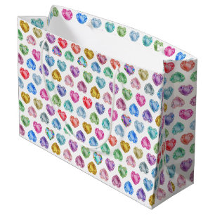 Diamond Heart Watercolor Pattern Cute Pastel Girly Large Gift Bag