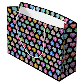 Diamond Heart Watercolor Pattern Cute Pastel Girly Large Gift Bag