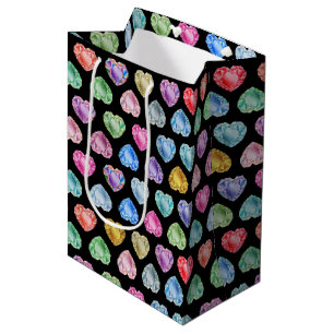 Diamond Heart Watercolor Pattern Cute Pastel Girly Medium Gift Bag