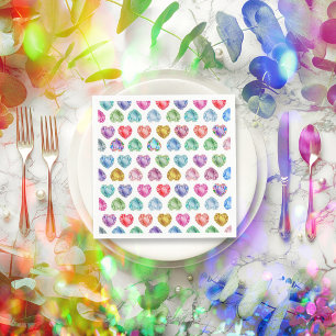 Diamond Heart Watercolor Pattern Cute Pastel Girly Napkin