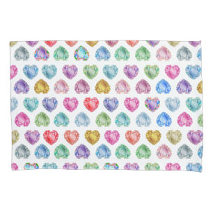 Diamond Heart Watercolor Pattern Cute Pastel Girly Pillowcase