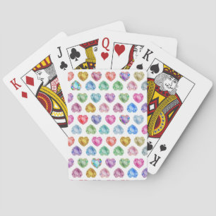 Diamond Heart Watercolor Pattern Cute Pastel Girly Playing Cards