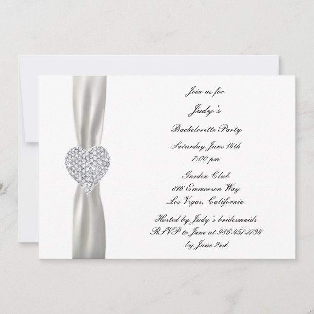 Diamond Heart Wedding Bachelorette Party Invite (Front)