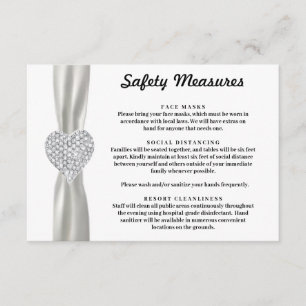 Diamond Heart White Ribbon Safety Measures Enclosure Card